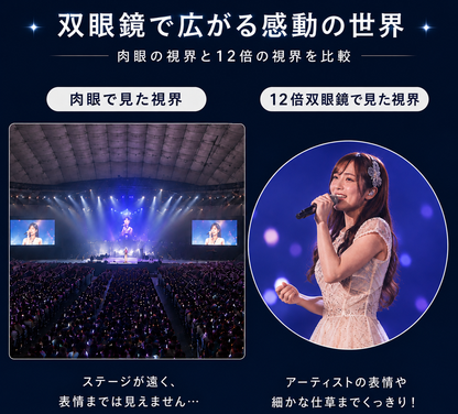 コンサート・スポーツ観戦に最適！　高倍率１２倍コンパクト双眼鏡【ＳＢ－２５】